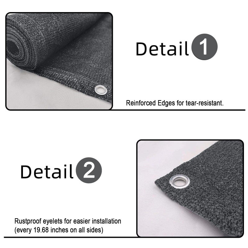 SUNLAX 3'x10' Dark Grey Balcony Privacy Screen Fence Windscreen Cover Fabric Shade Netting Mesh Cloth with Grommets UV Protection for Patio, Backyard, Porch, Railing Shield 90% (We Make Custom Sizes) - Image 4
